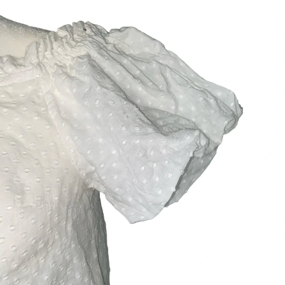 Maeve Anthropologie Sojourner White Swiss Dot Off the Shoulder Top - M